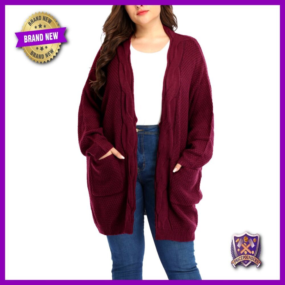 Plus Size Oversized Cable Knit Cardigan Sweater Long Length